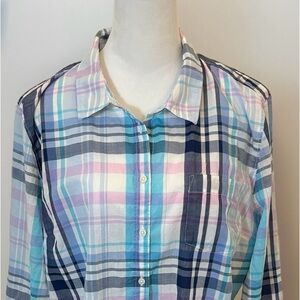 Tommy Hilfiger Blue/Pink Long Sleeve Button Down Size XXL